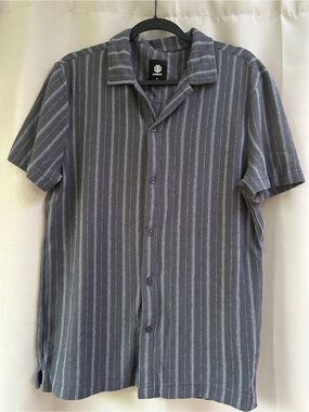 TWO Element Men's Striped Short-Sleeve Button-Up Shirt in blue and brown